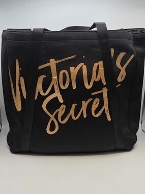 Victoria Secret Beach Cooler Bag Insulated Wine Tote Black Gold